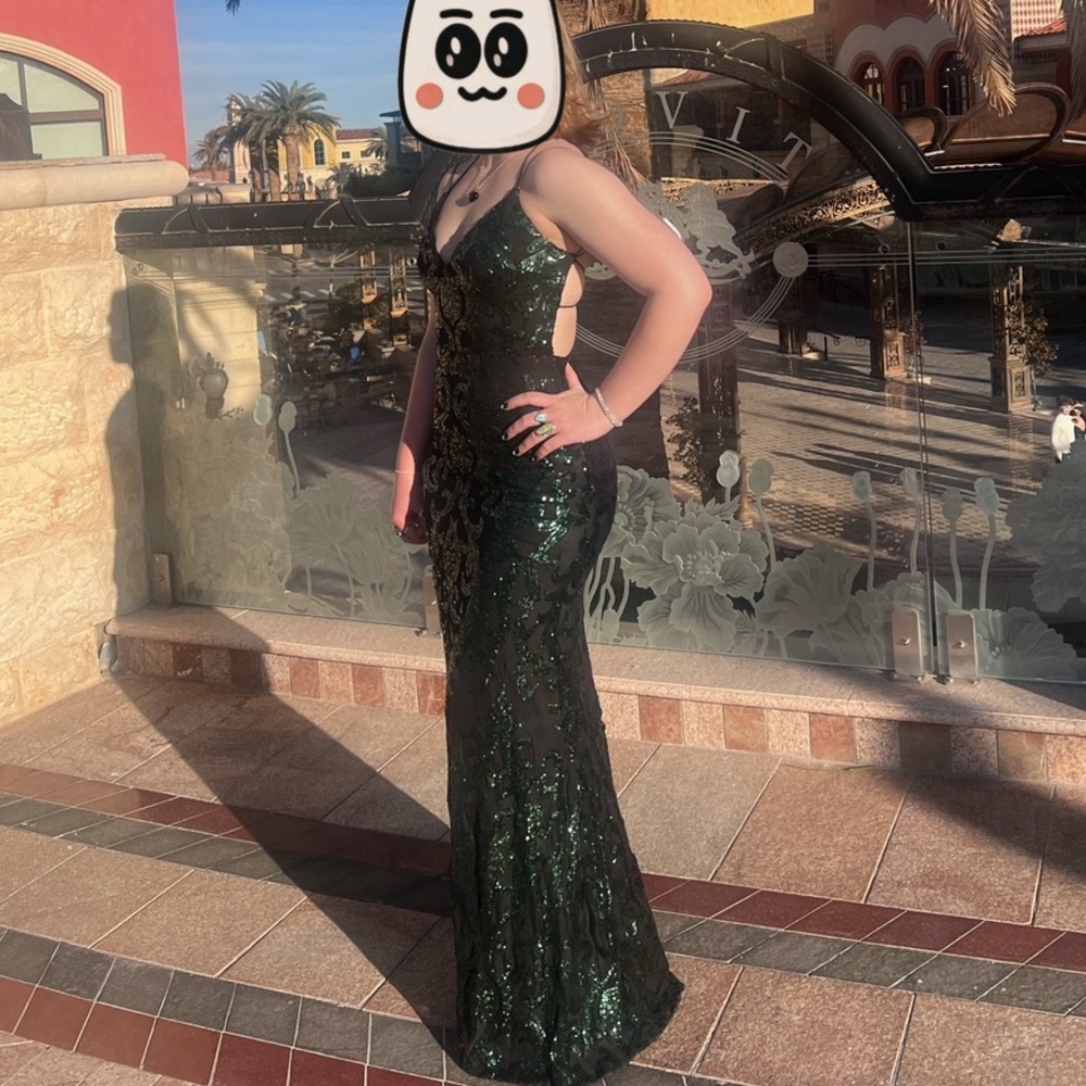 beautiful black and green sequined prom hoco gown dress windsor